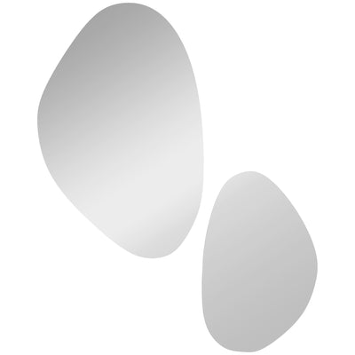 HOMCOM Set of 2 Pebble-Shaped Wall Mirror - Gold Tone 
