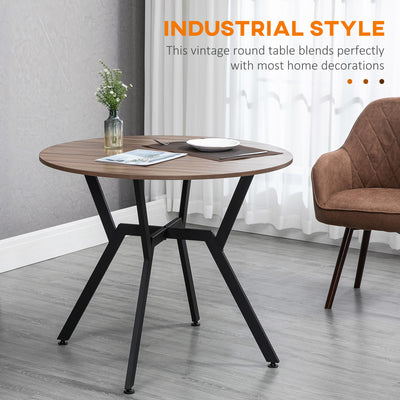 HOMCOM Dining Room Table with Black Legs Anti-slip Foot Pads for Living Room Dining Room 90 x 76 cm Brown 