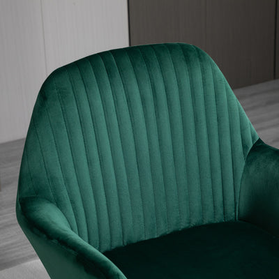 HOMCOM Modern Arm Chair Upholstered Accent Chair with Metal Base for Living Room Green 