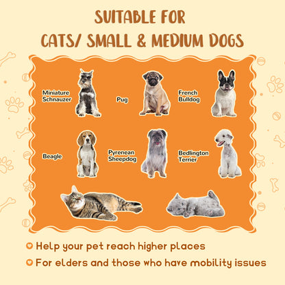 PawHut 2 in 1 Dog Steps Ottoman, Four-Tier Pet Stairs, for Small, Medium Dogs and Cats, with Storage Compartment - Grey 