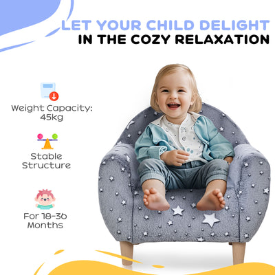 AIYAPLAY Kids Armchair, Glow in the Dark Chair with Star Design for Bedroom, Playroom, Kids Room, Grey 