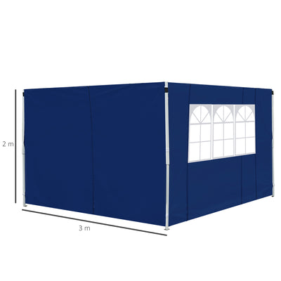 Outsunny 3 Meters Gazebo Replaceable Exchangeable Side Panel Wall Panels Walls With Window, Blue 