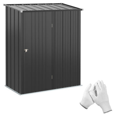 Outsunny 5.3 x 3.1ft Corrugated Steel Garden Shed - Black 