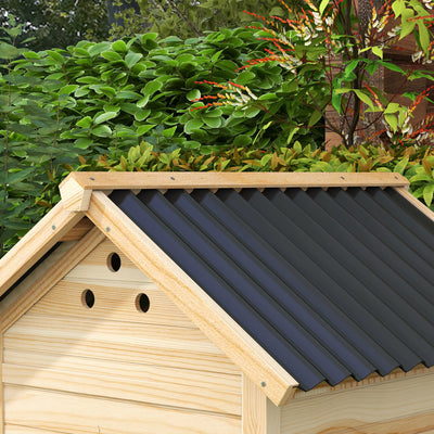 PawHut Wooden Duck House with Double Doors, Openable Roof, Ventilation Holes, Removable Base, Natural Wood Finish 