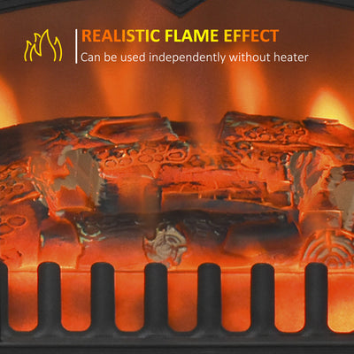 HOMCOM Freestanding Electric Fireplace Indoor Heater Glass View Log Wood Burning Effect Flame Portable Fireplace Stove 950/1850W Black 