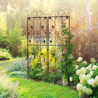 Outsunny Metal Trellis Set of 2, Garden Trellis for Climbing Plants Support Frames, Leaf Design 