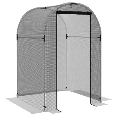 Outsunny Galvanised Steel Fruit Cage, Plant Protection Tent with Zipped Door, 1.2 x 1.2 x 1.9m, Black 