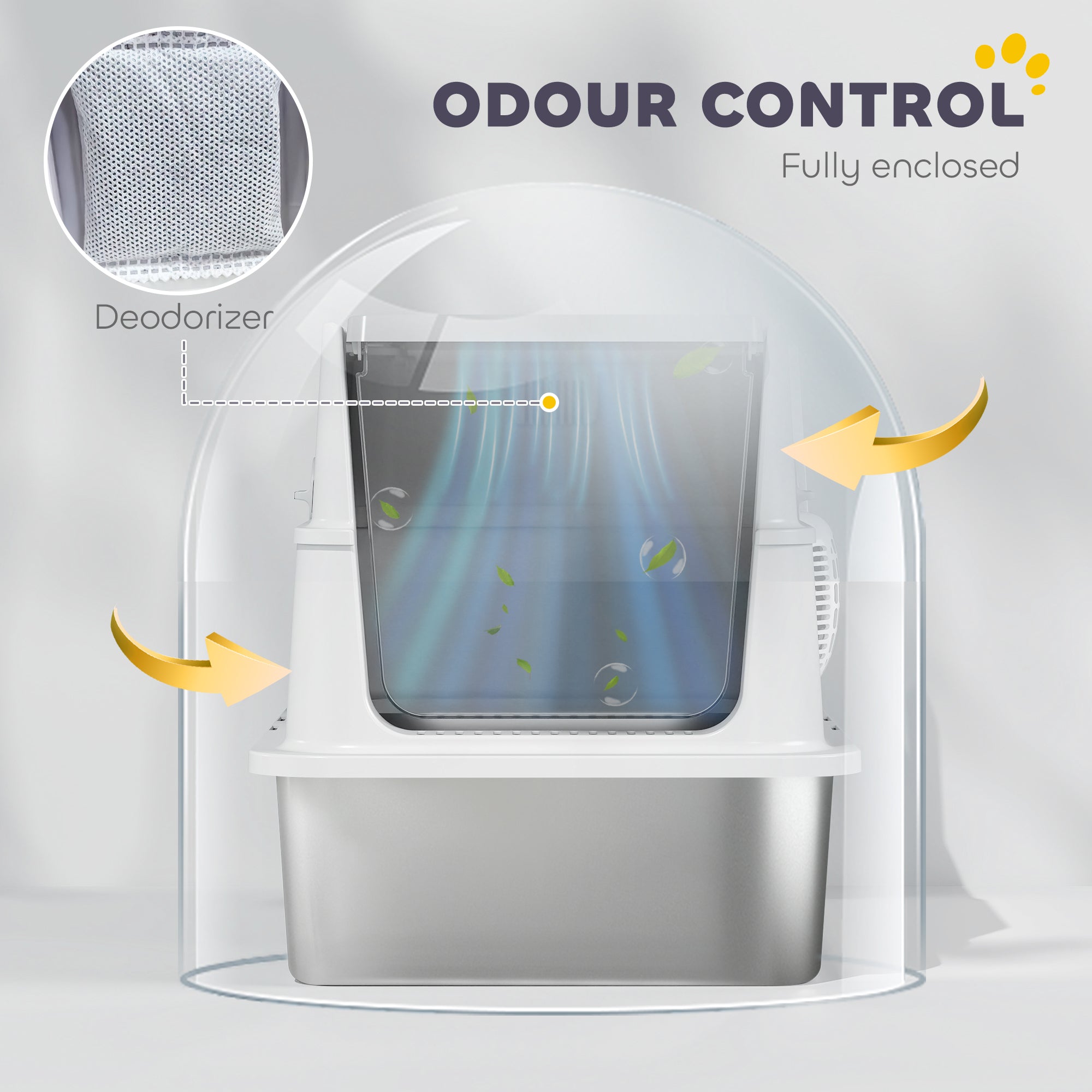 PawHut Extra Large Stainless Steel, Cat Litter Tray with Scoop, Flip Top