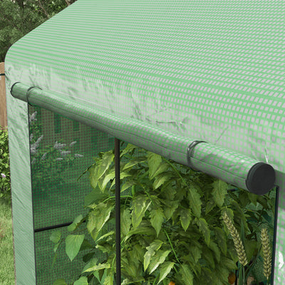 Outsunny Greenhouse, Walk-in Garden Grow House with Roll-up Door and Mesh Windows, 200 x 140 x 200cm, Green 