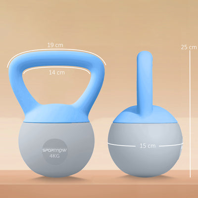 SPORTNOW 4KG Soft Kettlebell, Kettlebell with Non-Slip Handle for Home Gym, Weight Lifting, Strength Training, Light Blue/Grey 