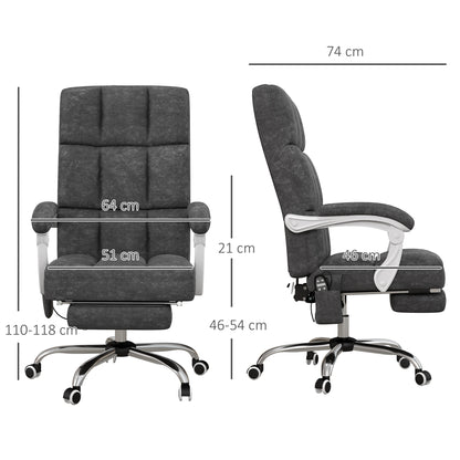 Vinsetto Massage Office Chair, Ergonomic Desk Chair, Comfy Work Study Chair with Heat, Padded Seat, 135\'c2\'b0 Reclining Back and Footrest for Home Office, Charcoal Grey 