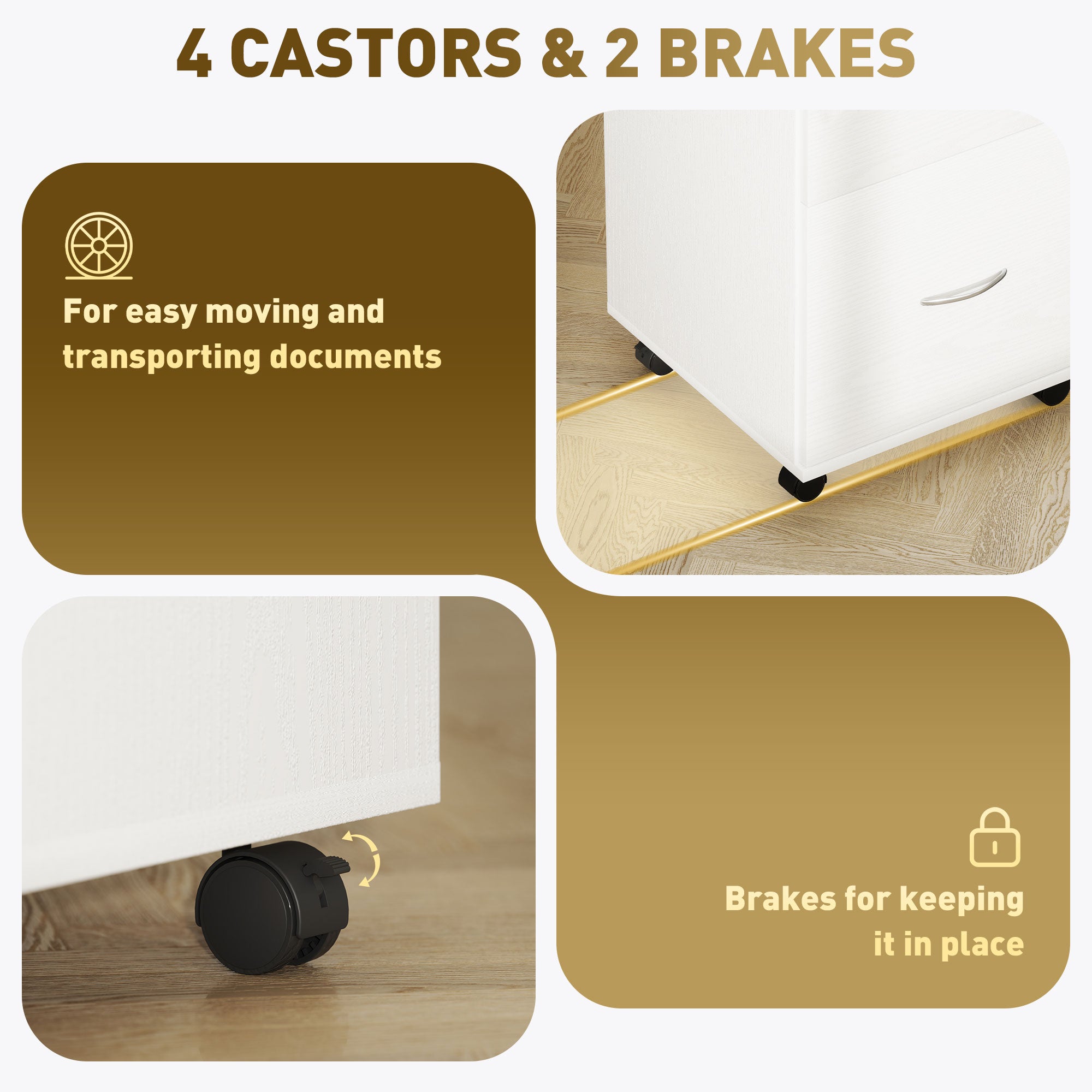 HOMCOM Two Drawer Lockable Filing Cabinet - White Wood Grain 