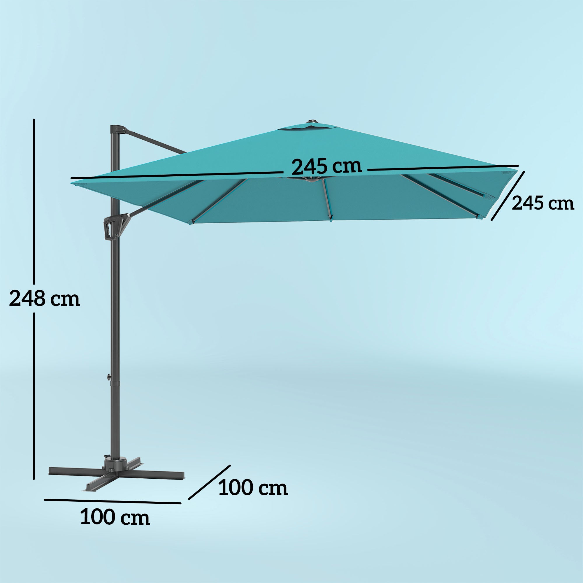Outsunny Patio Offset Parasol Umbrella - Blue 