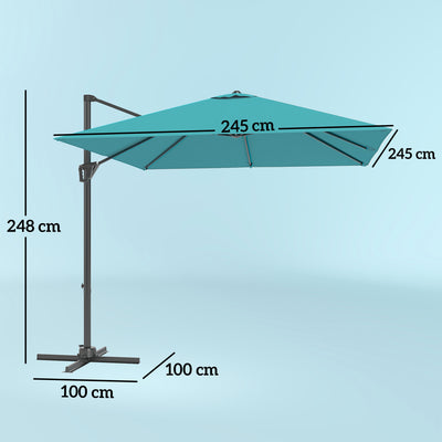 Outsunny Patio Offset Parasol Umbrella - Blue 