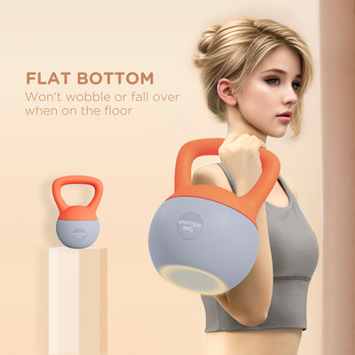 SPORTNOW Soft Kettlebell, 8kg Kettle Bell with Non-Slip Handle for Home Gym Weight Lifting and Strength Training, Orange and Grey 