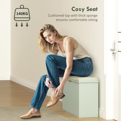 HOMCOM Elegant Eight Shoe Bench, with Top Seat - Green 