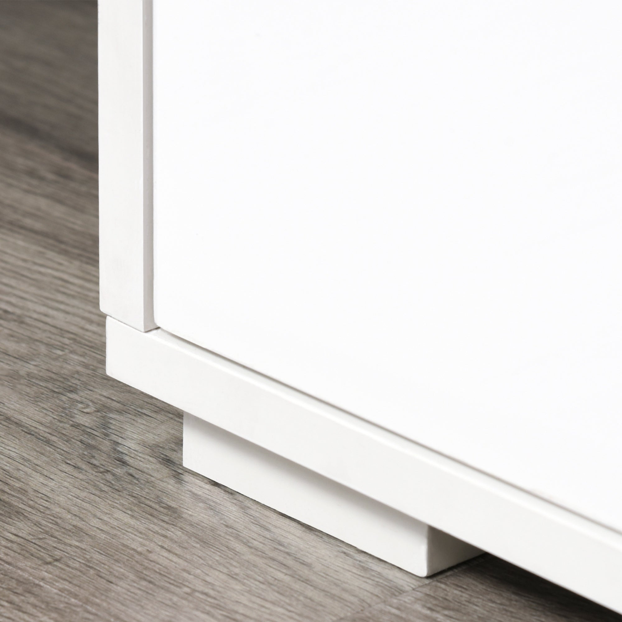 HOMCOM High Gloss TV Stand Storage Cabinet with 2 Shelves for Living Room Home Furniture White 