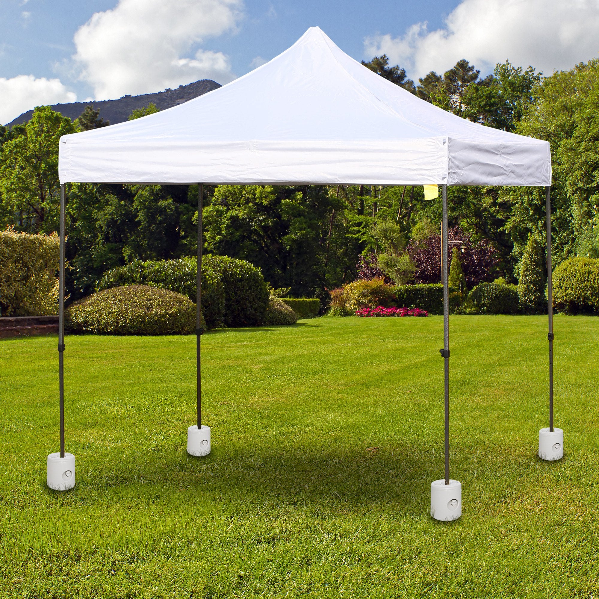 Outsunny 4 Pack 36 kg Gazebo Weights, Canopy Tent Weights with Rapid Clip, Gazebo Leg Weights Fill with Sand or Water, White 