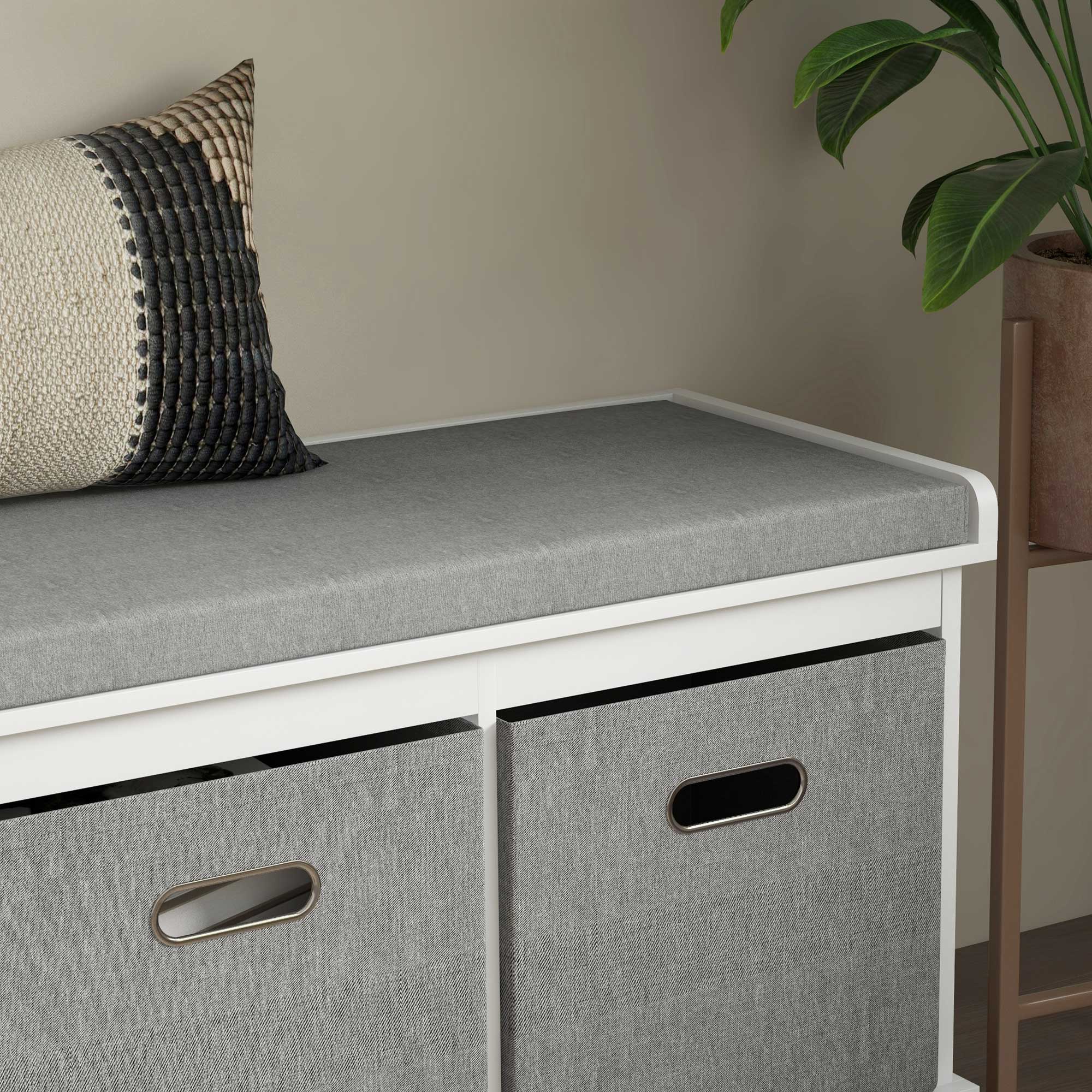 HOMCOM Three-Drawer Shoe Storage Bench, with Padded Top Seat - White 