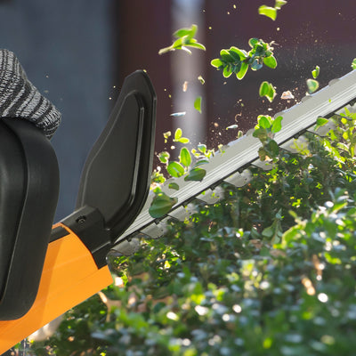 Outsunny Cordless Hedge Trimmer, Electric Hedge Cutter with 51cm Blade, Brushless Motor and 2 x 4.0Ah Batteries for Branches, Shrubs, Twigs, Orange 