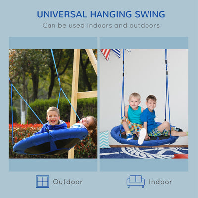HOMCOM Kid Nest Swing Seat Saucer Tree Swing 40 Inch/100cm for Outdoor Indoor Blue 