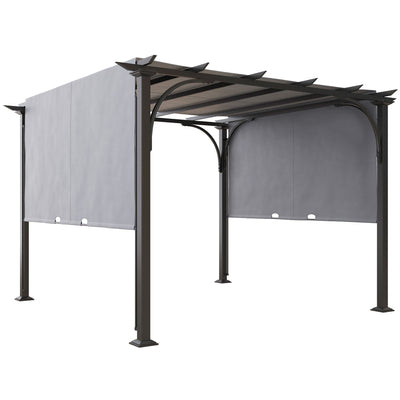 Outsunny 3 x 3(m) Outdoor Pergola, Garden Pergola Gazebo with Adjustable Canopy, Grey 
