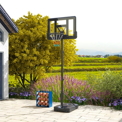 SPORTNOW Height Adjustable Basketball Stand Net Set System, Freestanding Basketball Hoop and Stand w/ Wheels, 200-305cm - Black 