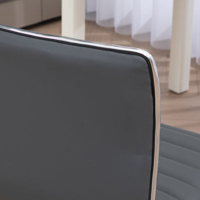 HOMCOM Adjustable Swivel Office Chair with Armless Mid-Back in PU Leather and Chrome Base - Dark Grey 