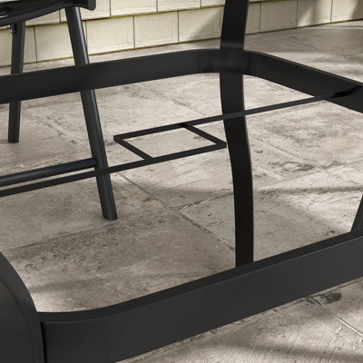 Outsunny Four-Seater Steel Garden Table, with Parasol Hole - Brown/Black 