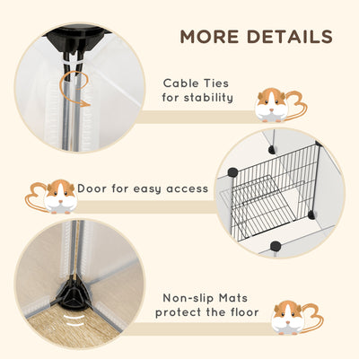 PawHut 18-Panel Small Animal Cage, Pet Playpen, for Guinea Pigs, Hedgehogs - White 