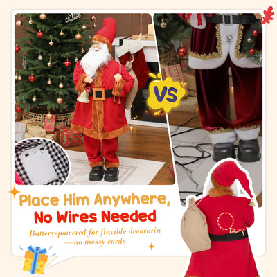 HOMCOM Singing and Dancing Santa Claus with Bell and Sack 