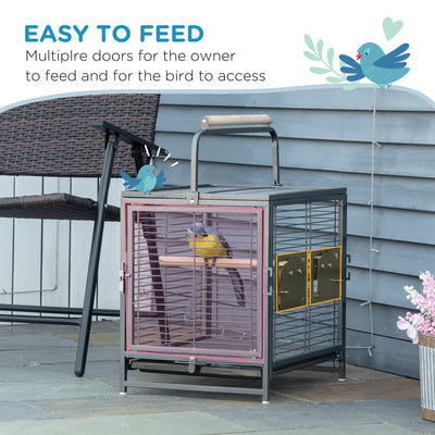 PawHut Parrot Cage, Travel Carry Pet Bird Cage, with Metal Handle 