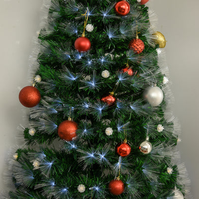HOMCOM 6ft White Light Artificial Christmas Tree w/ 230 LEDs Star Topper Tri-Base Full Bodied Seasonal Decoration Pre-Lit Home 
