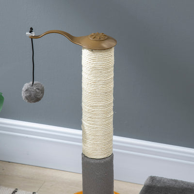 PawHut 56cm Cat Tree Tower Activity Centre, Climbing Stand Kitten House Furniture w/ Scratching Posts, Toy Ball - Grey 