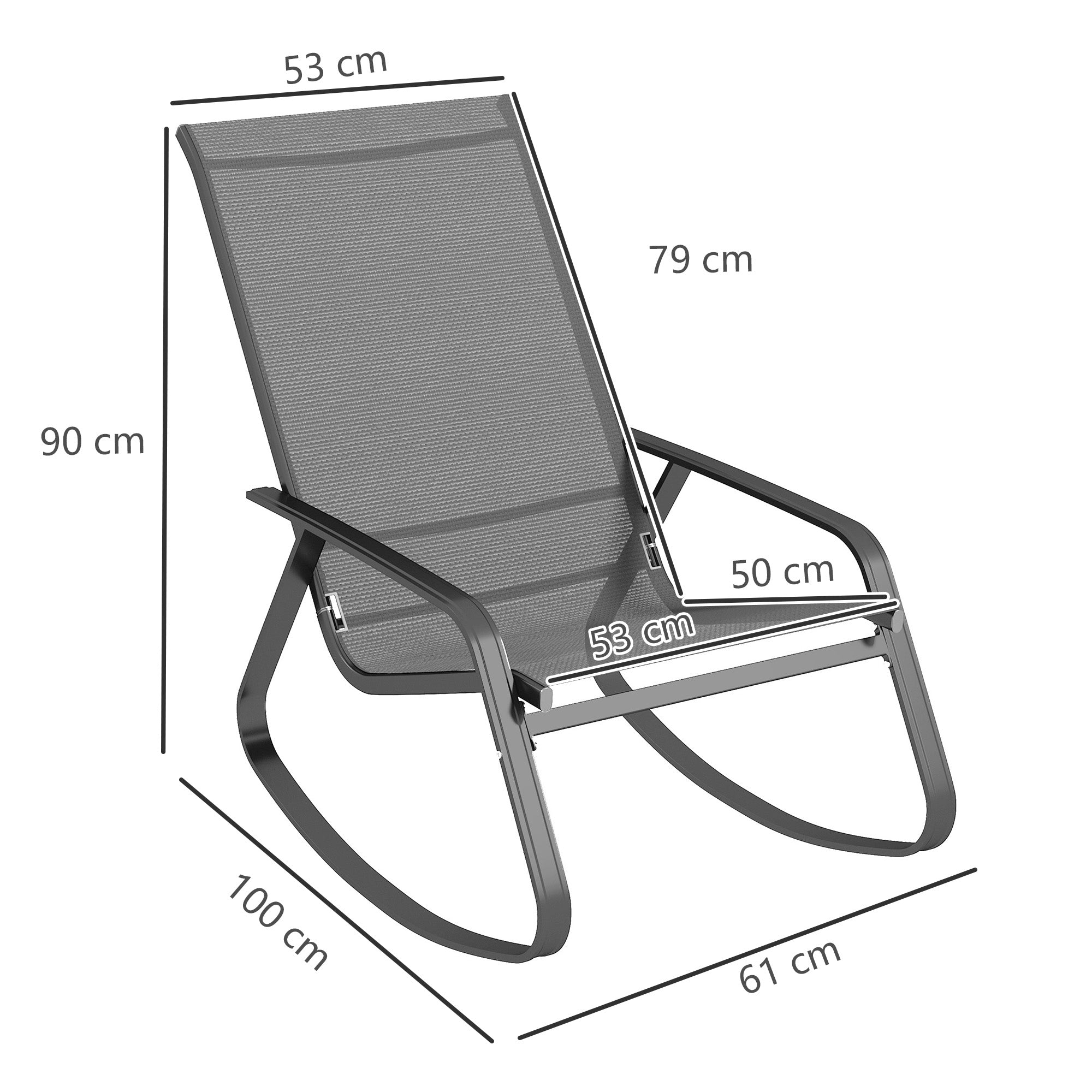Outsunny Set of Two Rocking Garden Chairs - Grey 