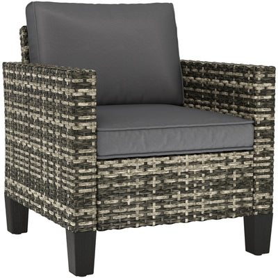 Outsunny Single Rattan Armchair, with Cushions - Light Grey 
