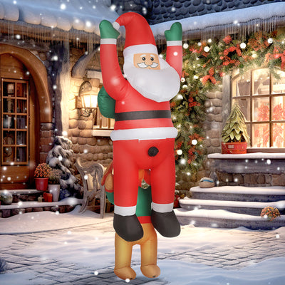 Outsunny 7FT Hanging Christmas Inflatable Santa with Dog, Christmas Blow Up Decoration with Built-in LED Lights for Garden, Indoor Outdoor Home Decor 