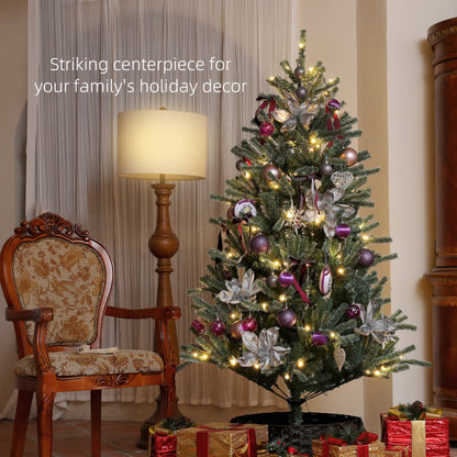 HOMCOM 6ft Artificial Christmas Tree, with Purple Decorations and Lights 