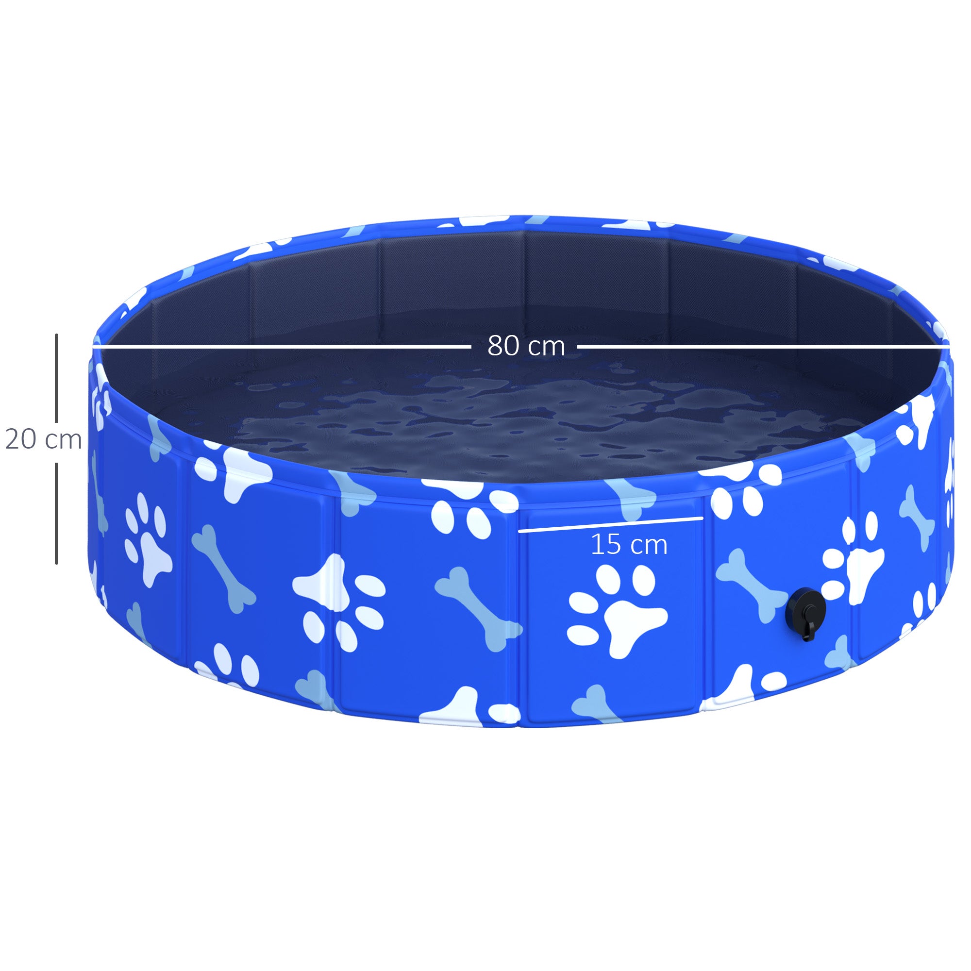 PawHut Foldable Dog Paddling Pool Pet Cat Swimming Pool Indoor/Outdoor Collapsible Bathing Tub Shower Tub Puppy Φ80 × 20H cm S Sized 