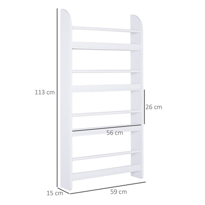 HOMCOM Wood Wall/Standing Magazine Holders Book Rack Shelf 4 Tiers Space Saving Design Water Resist Home Office Decoration 