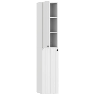 HOMCOM Wall Mounted Tall Bathroom Storage Cabinet with Soft-Close Hinges, Slim Bathroom Cabinet with 2 Doors, White 