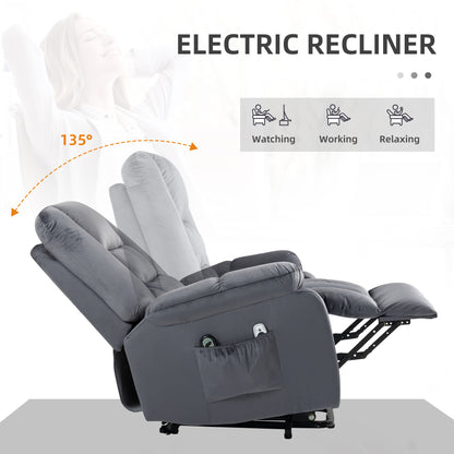 HOMCOM Leathaire Eight Massage Point Armchair, with Heat and Reclining Back - Grey 