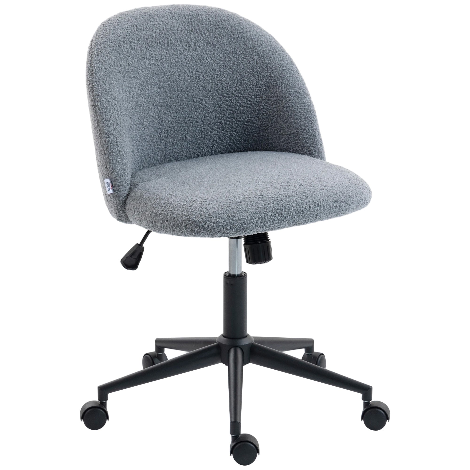 HOMCOM Teddy Fleece Office Chair with Wheels - Grey 