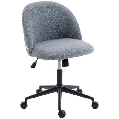 HOMCOM Teddy Fleece Office Chair with Wheels - Grey 