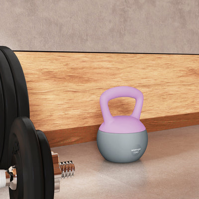 SPORTNOW 12KG Soft Kettlebell, Kettlebell with Non-Slip Handle for Home Gym, Weight Lifting, Strength Training, Purple/Grey 