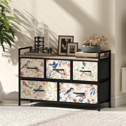 HOMCOM 5-Drawer Chest of Drawers - White