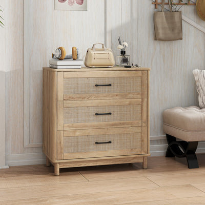 HOMCOM 76 cm Wide Drawer Chest of Drawers with 3 Drawer - Oak 