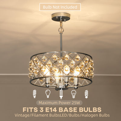 HOMCOM 51 Crystallite Four-Bulb Chandelier - Silver-Tone 