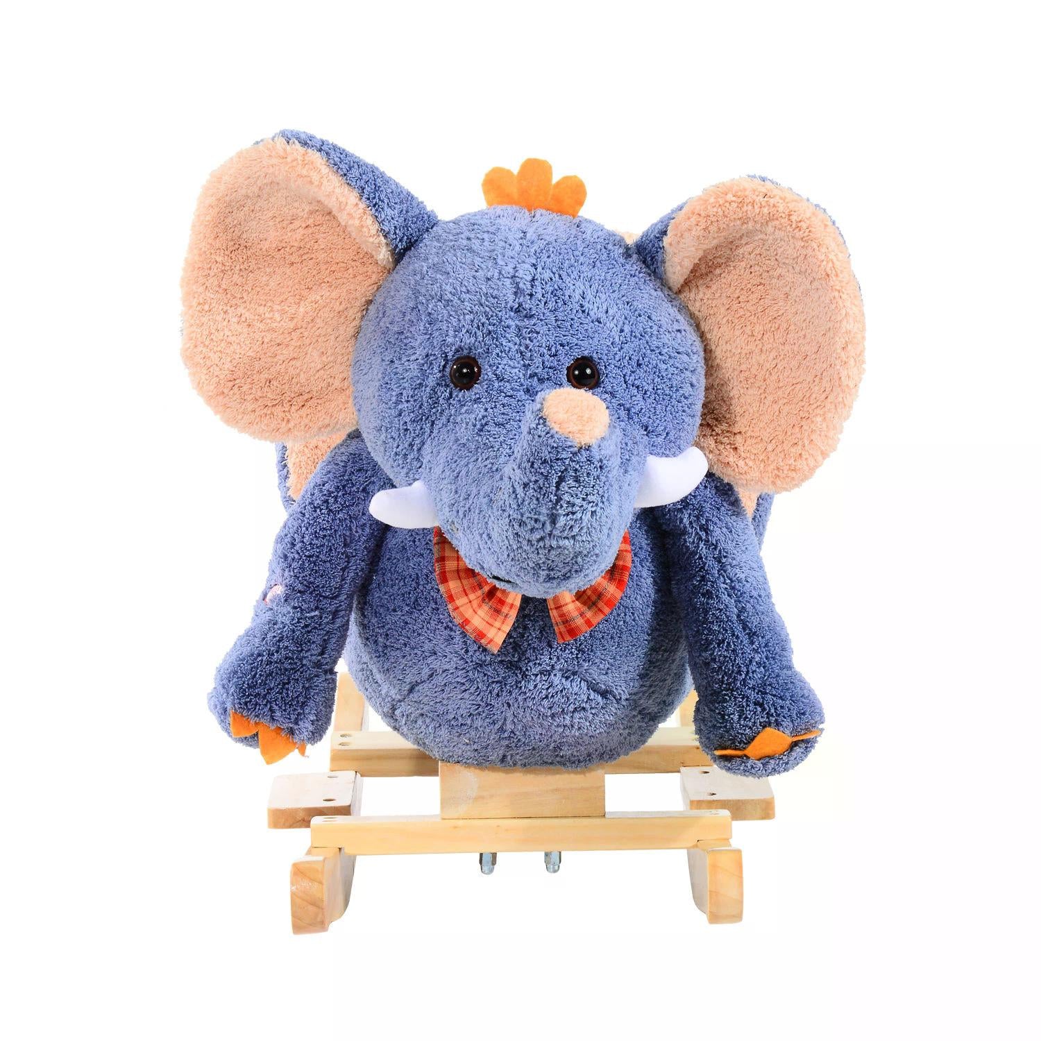 HOMCOM Children Rocking Seat with Sound, Elephant-Blue/Beige 