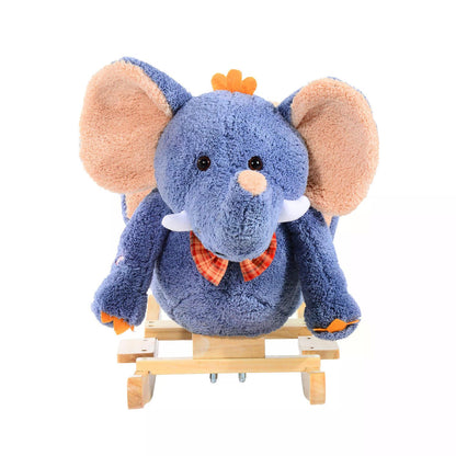HOMCOM Children Rocking Seat with Sound, Elephant-Blue/Beige 